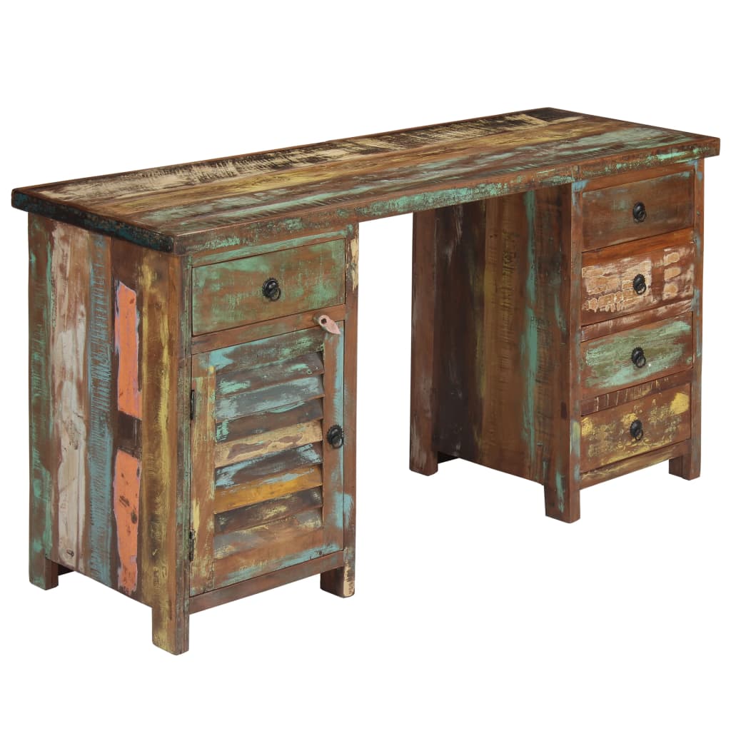 244846 vidaXL Pedestal Desk Solid Reclaimed Wood 140x50x77 cm