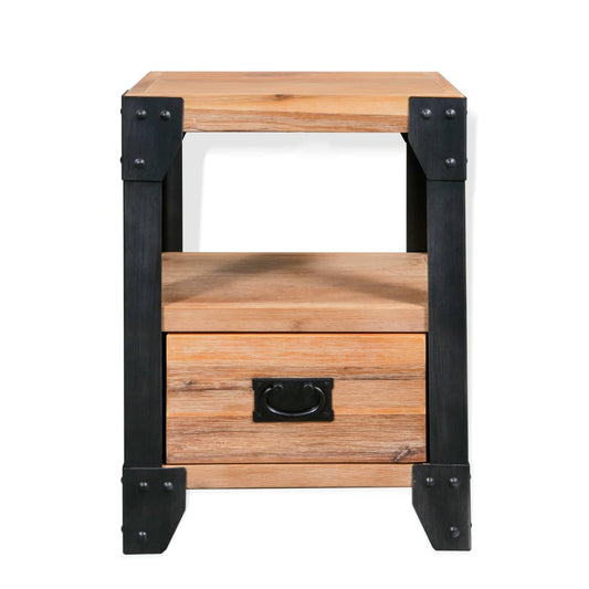 Nightstand Solid Acacia Wood Steel 40x30x54 cm Nightstand Solid Acacia Wood Steel 40x30x54 cm