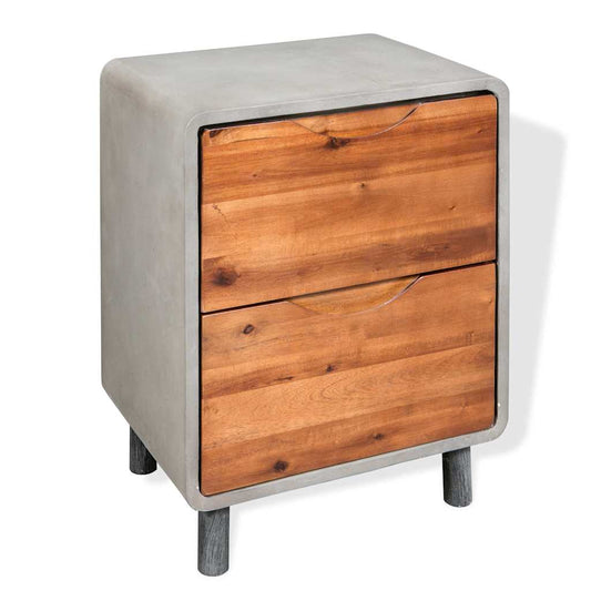 244994 vidaXL Nightstand Concrete Solid Acacia Wood 40x30x50 cm 244994 vidaXL Nightstand Concrete Solid Acacia Wood 40x30x50 cm