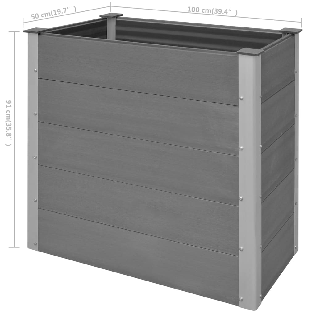 43604 vidaXL Garden Raised Bed WPC 100x50x91 cm Grey