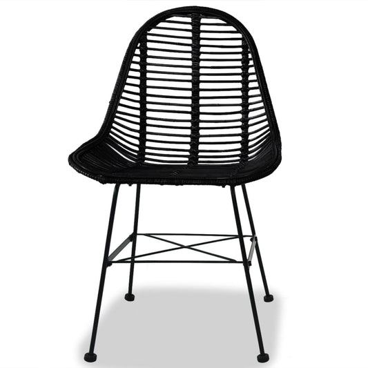 Dining Chairs 4 pcs Black Natural Rattan Dining Chairs 4 pcs Black Natural Rattan