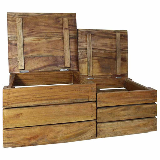 Storage Crate Set 2 Pieces Solid Mahogany Wood Storage Crate Set 2 Pieces Solid Mahogany Wood