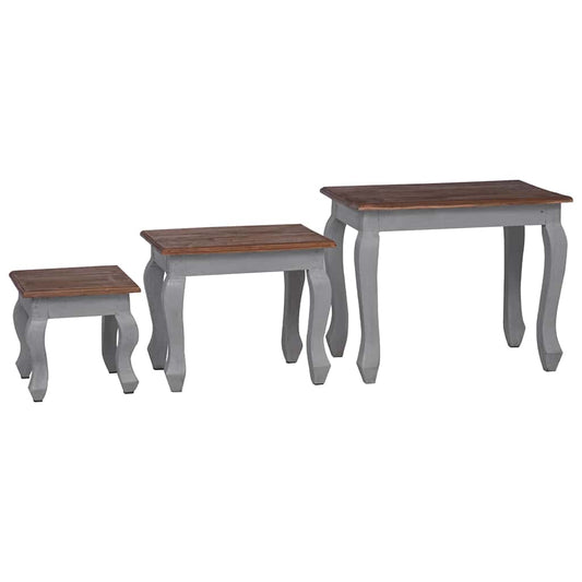 Nesting Table | Brown, White | Solid Mahogany Wood | Small, Medium, Large Nesting Table | Brown, White | Solid Mahogany Wood | Small, Medium, Large