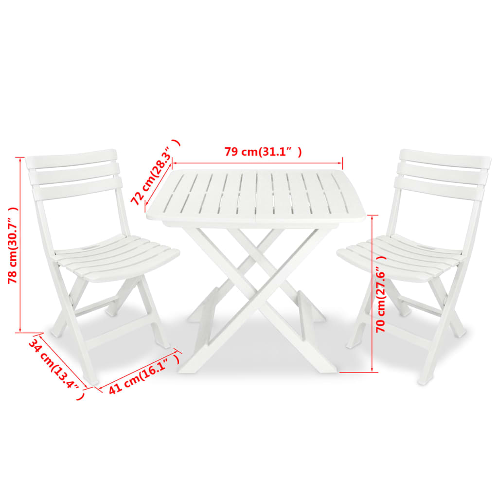 Garden Furniture Set | White | Plastic | Foldable | Bistro Table