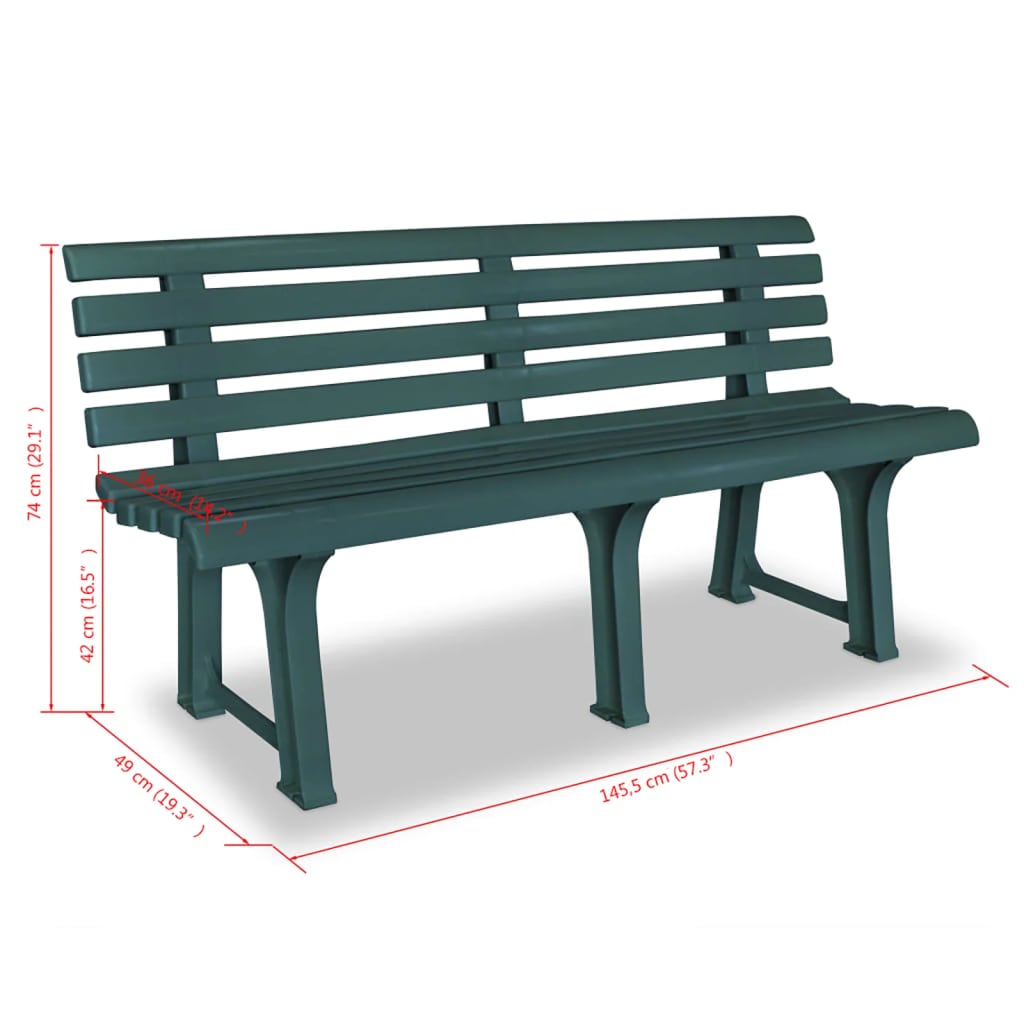 Garden Bench | Green | Plastic | Medium | Durable | Garden Bench