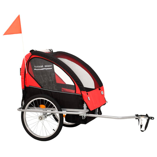 2-in-1 Bike Trailer & Stroller Black and Red 2-in-1 Bike Trailer & Stroller Black and Red