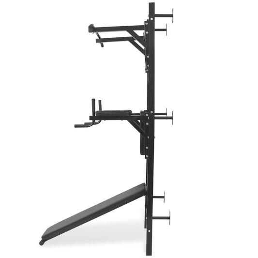 Wall-mounted Multi-functional Fitness Power Tower Black Wall-mounted Multi-functional Fitness Power Tower Black
