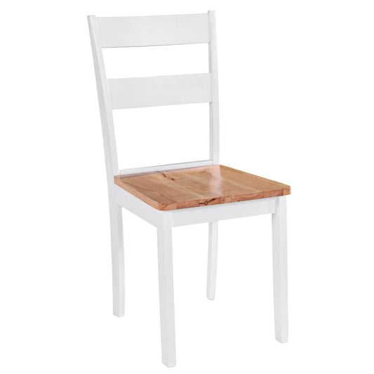 Dining Chair | Set of 4 | White and natural wood | Solid Rubberwood Dining Chair | Set of 4 | White and natural wood | Solid Rubberwood