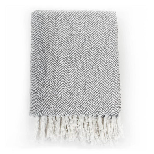 Throw Cotton Herringbone 125x150 cm Grey Throw Cotton Herringbone 125x150 cm Grey