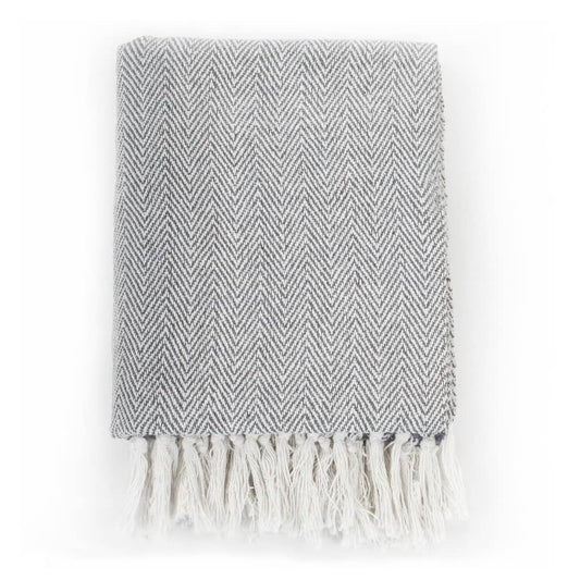 Throw Cotton Herringbone 160x210 cm Grey Throw Cotton Herringbone 160x210 cm Grey