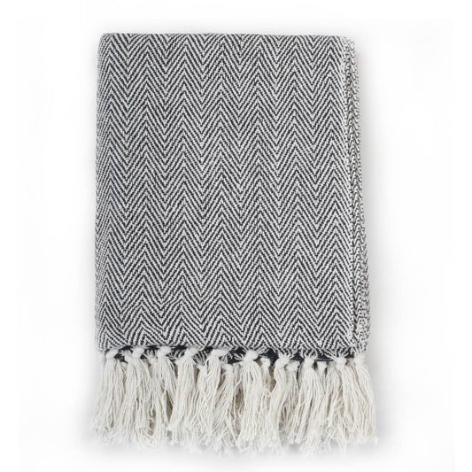 Throw Cotton Herringbone 160x210 cm Navy Blue Throw Cotton Herringbone 160x210 cm Navy Blue