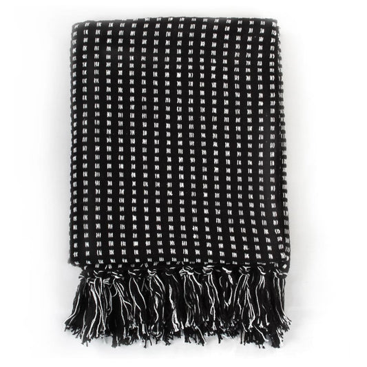 Throw Cotton Squares 125x150 cm Black Throw Cotton Squares 125x150 cm Black