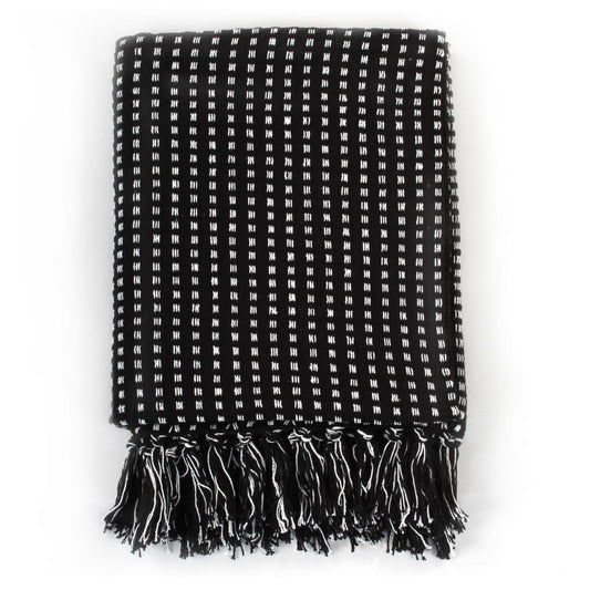 Throw Cotton Squares 220x250 cm Black Throw Cotton Squares 220x250 cm Black