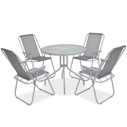 6 Piece Outdoor Dining Set Steel and Textilene Grey 6 Piece Outdoor Dining Set Steel and Textilene Grey