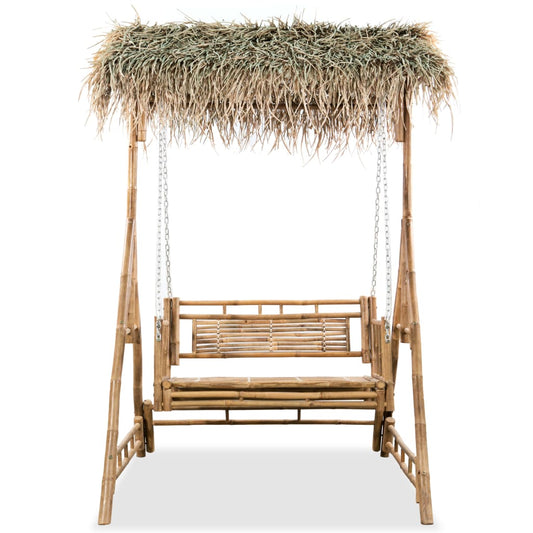 2-Seater Swing Bench with Palm Leaves Bamboo 202 cm 2-Seater Swing Bench with Palm Leaves Bamboo 202 cm