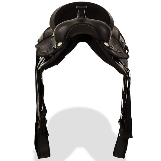 91353 vidaXL Western Saddle, Headstall&Breast Collar Real Leather 16" Black 91353 vidaXL Western Saddle, Headstall&Breast Collar Real Leather 16" Black
