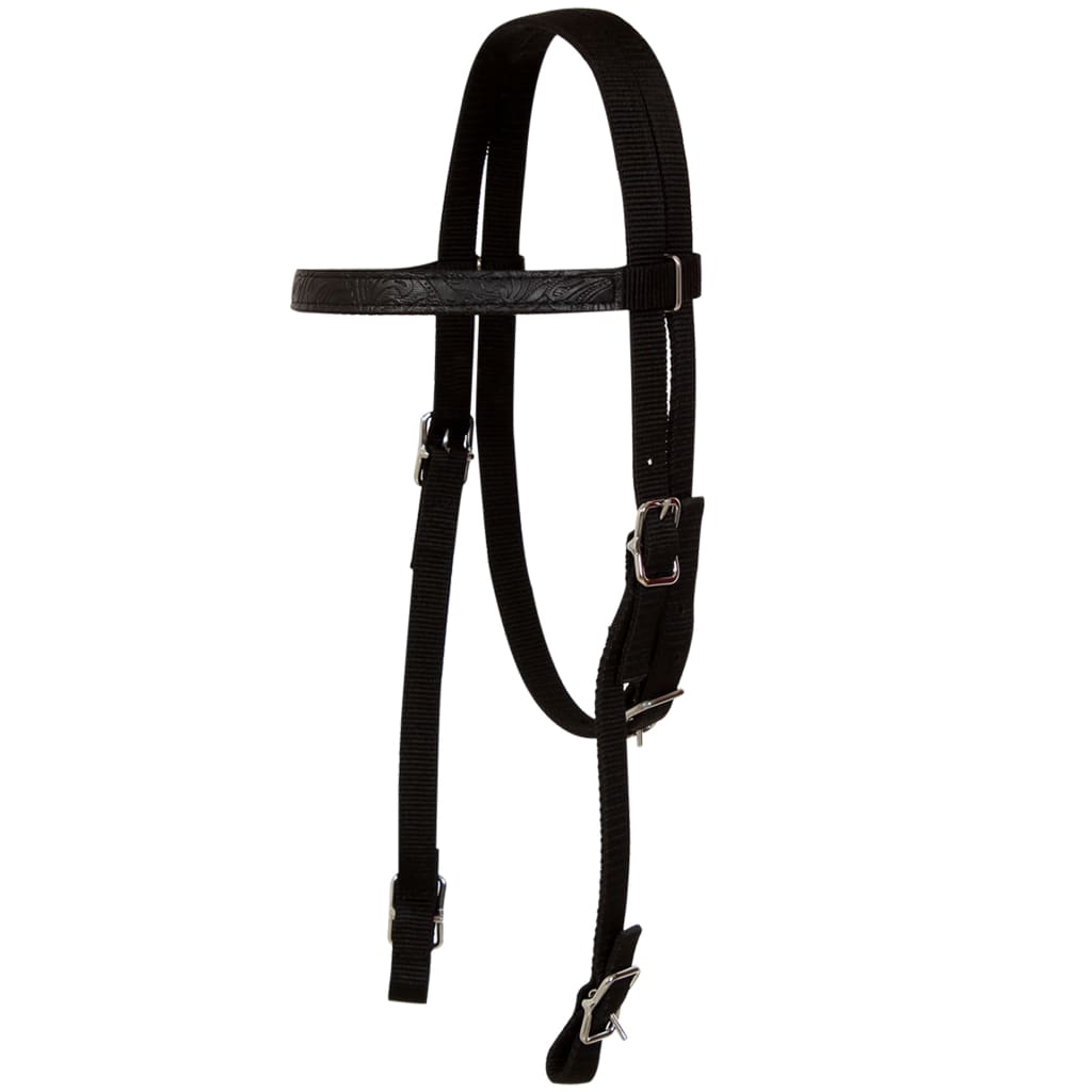 91356 vidaXL Western Saddle, Headstall&Breast Collar Real Leather 13" Black