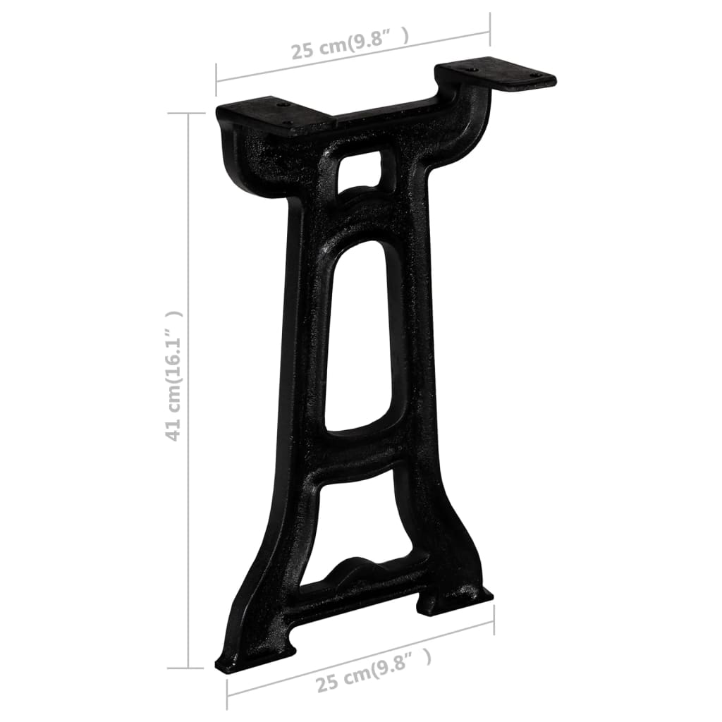 245425 vidaXL Bench Legs 2 pcs Y-Frame Cast Iron