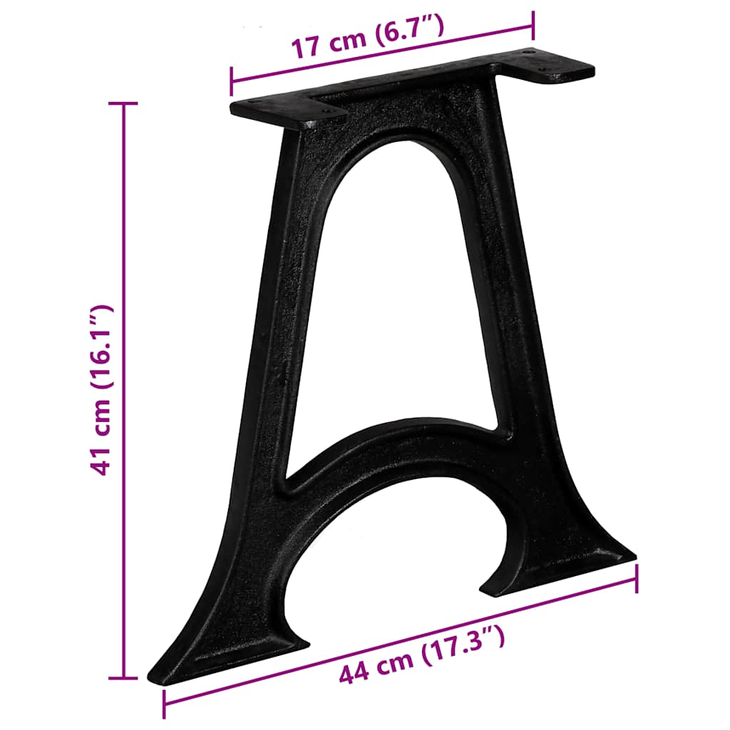 245430 vidaXL Coffee Table Legs 2 pcs with Arched Base A-Frame Cast Iron
