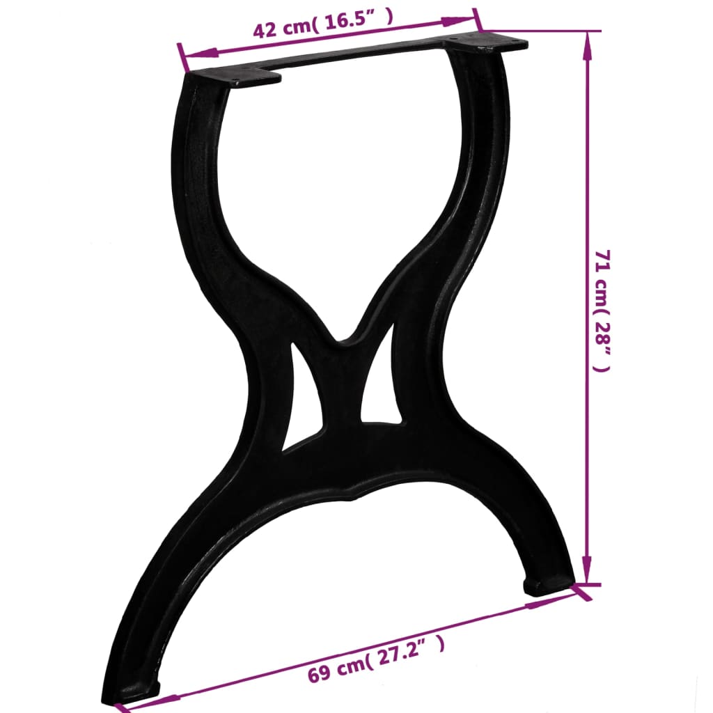 Dining Table Legs 2 pcs X-Frame Cast Iron