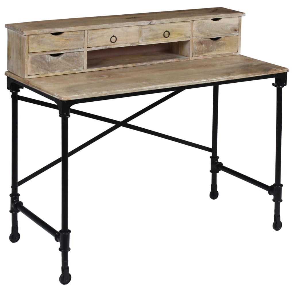 244947 vidaXL Writing Desk Solid Mango Wood and Steel 110x50x96 cm