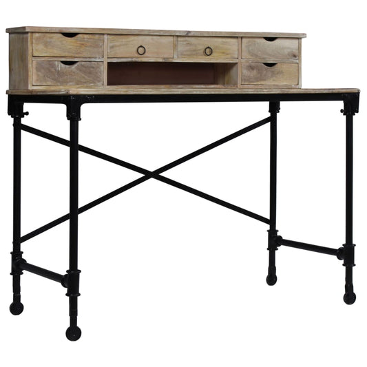 244947 vidaXL Writing Desk Solid Mango Wood and Steel 110x50x96 cm 244947 vidaXL Writing Desk Solid Mango Wood and Steel 110x50x96 cm