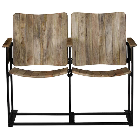 2-Seater Bench Solid Mango Wood and Steel 2-Seater Bench Solid Mango Wood and Steel