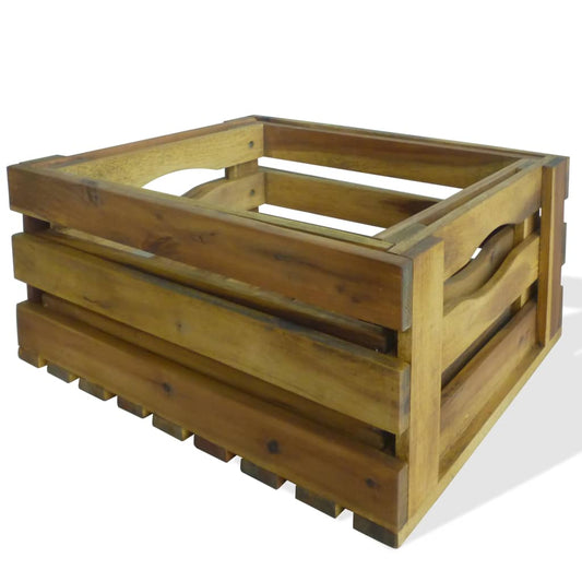 Apple Crate Set 2 Pieces Solid Acacia Wood Apple Crate Set 2 Pieces Solid Acacia Wood