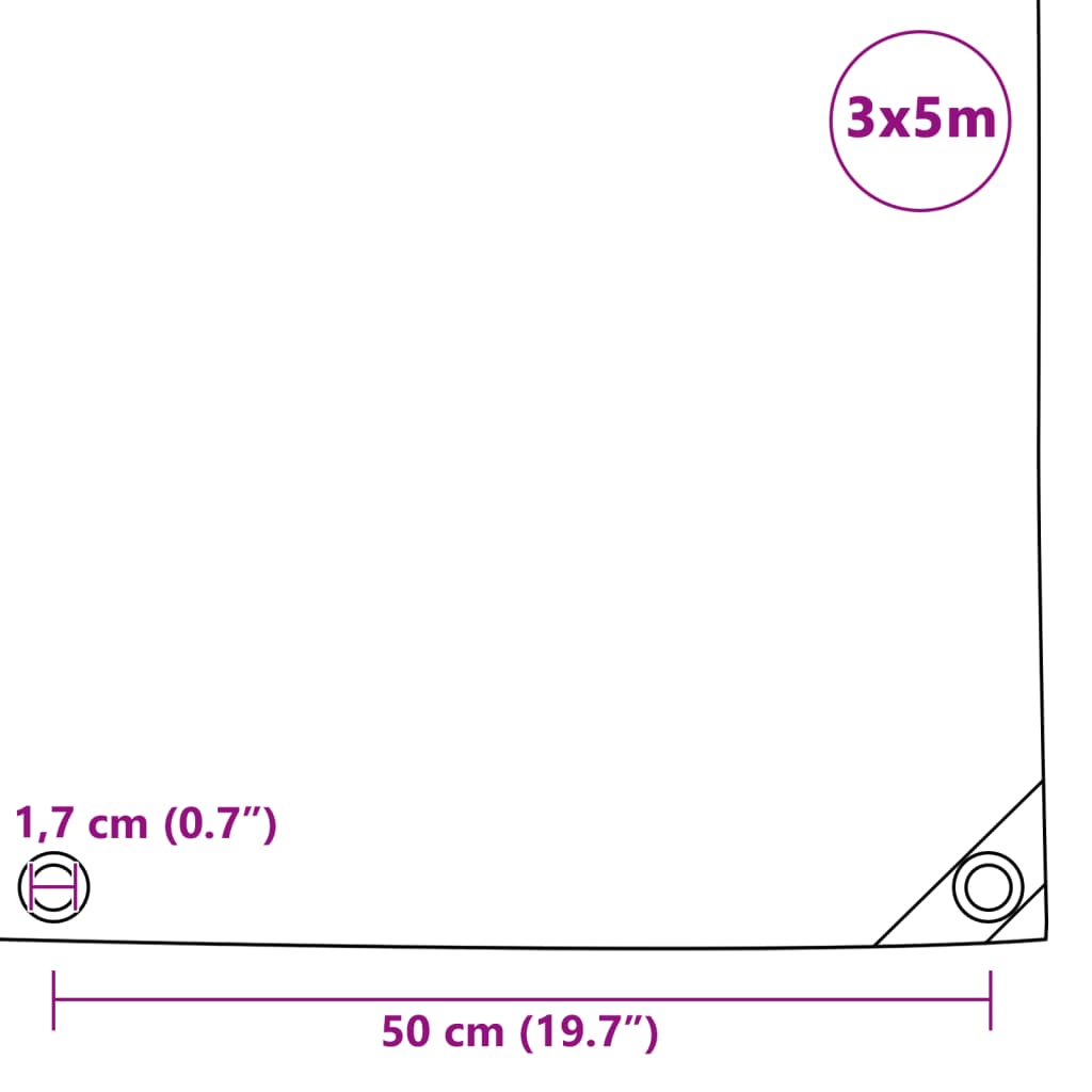 Tarpaulins Grey 3 x 5 m Canvas with PVC Coating