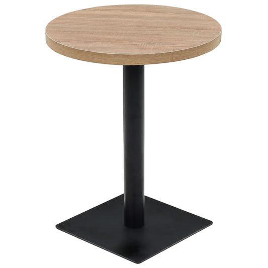 Bistro Table MDF and Steel Round 60x75 cm Oak Colour Bistro Table MDF and Steel Round 60x75 cm Oak Colour