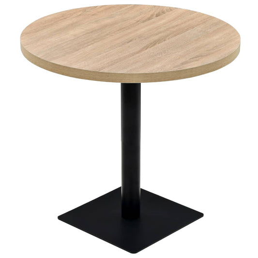 Bistro Table MDF and Steel Round 80x75 cm Oak Colour Bistro Table MDF and Steel Round 80x75 cm Oak Colour
