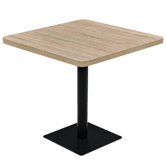 Bistro Table MDF and Steel Square 80x80x75 cm Oak Colour Bistro Table MDF and Steel Square 80x80x75 cm Oak Colour