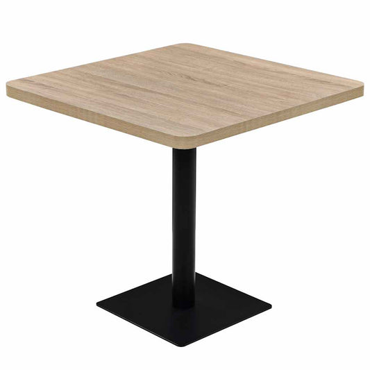 Bistro Table MDF and Steel Square 80x80x75 cm Oak Colour Bistro Table MDF and Steel Square 80x80x75 cm Oak Colour