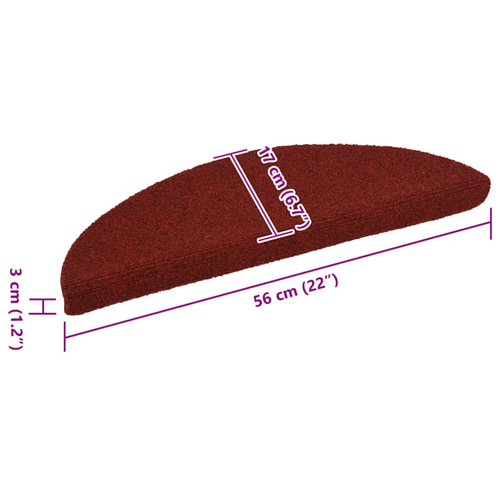 Stair Mats Self-adhesive 15 pcs 56x17x3 cm Bordeaux Red Half Round