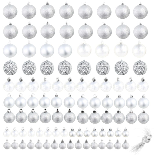 100 Piece Christmas Ball Set 3/4/6 cm Silver 100 Piece Christmas Ball Set 3/4/6 cm Silver