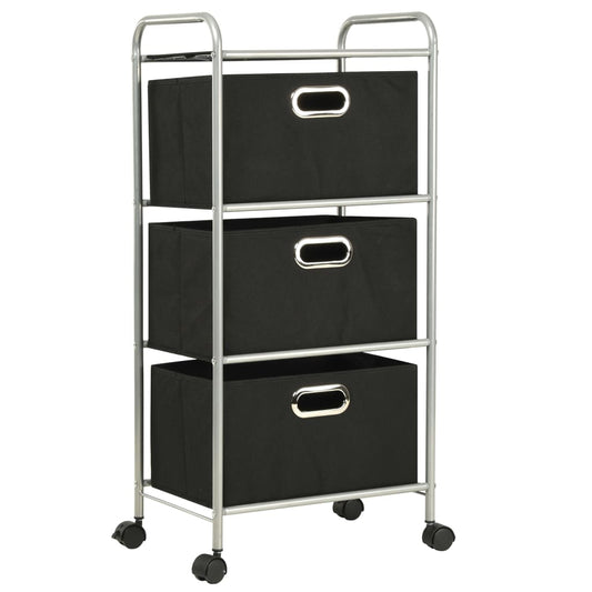 Shelving Unit with 3 Storage Boxes Steel and Non-woven Fabric Shelving Unit with 3 Storage Boxes Steel and Non-woven Fabric