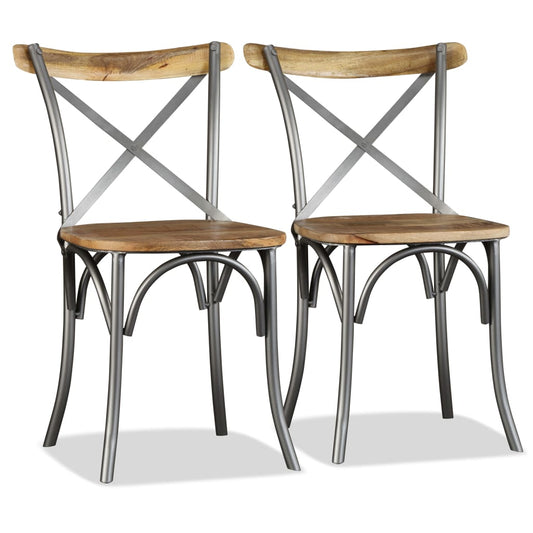 Dining Chairs 6 pcs Solid Mango Wood and Steel Cross Back Dining Chairs 6 pcs Solid Mango Wood and Steel Cross Back