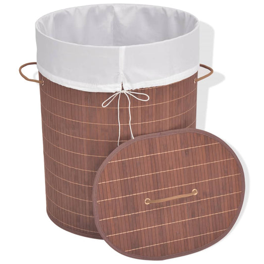 Bamboo Laundry Bin Oval Brown Bamboo Laundry Bin Oval Brown