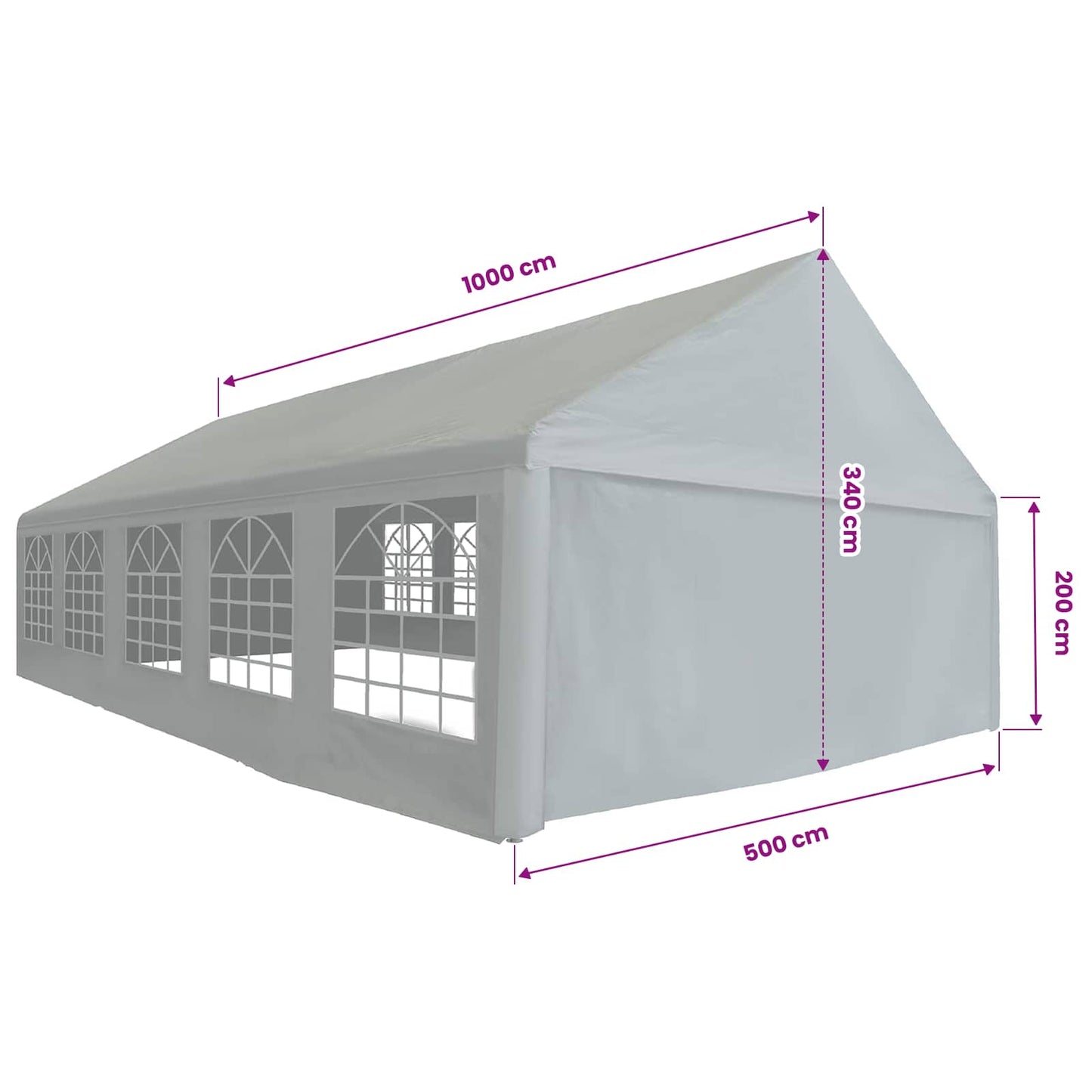 Tent Fabric without Frame Grey 10 x 5 m PE