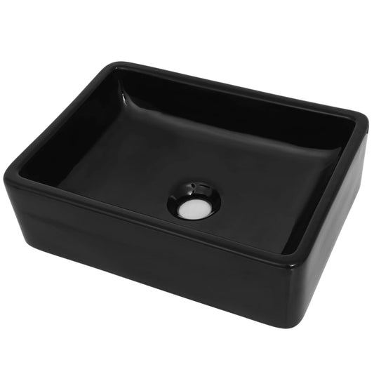 Basin Ceramic Rectangular Black 41x30x12 cm Basin Ceramic Rectangular Black 41x30x12 cm