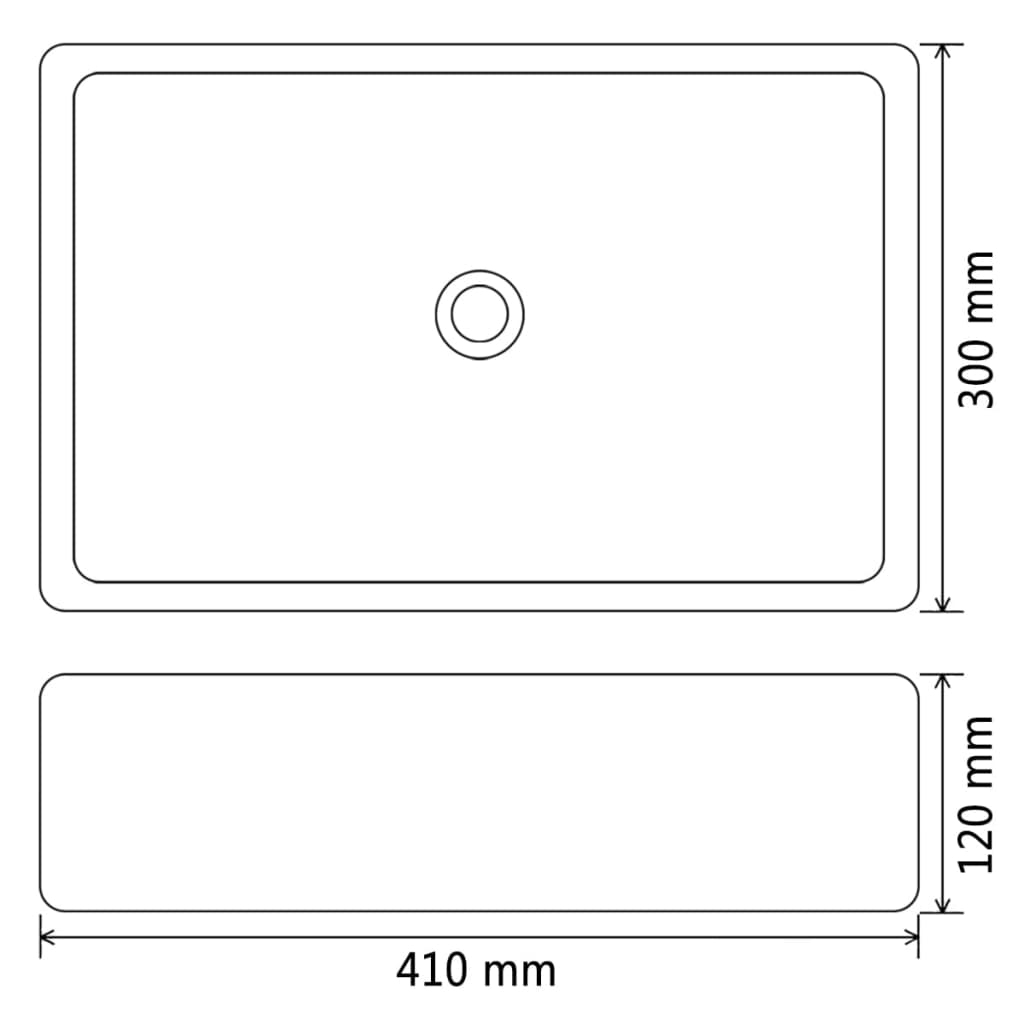 142734 vidaXL Basin Ceramic Rectangular Black 41x30x12 cm