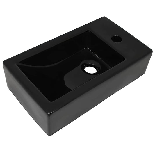 142738 vidaXL Basin with Faucet Hole Rectangular Ceramic Black 46x25,5x12 cm 142738 vidaXL Basin with Faucet Hole Rectangular Ceramic Black 46x25,5x12 cm