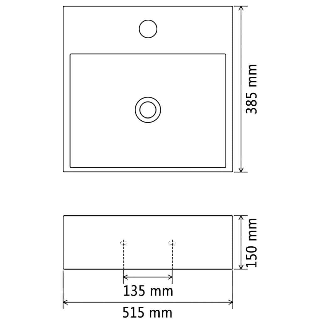 142741 vidaXL Basin with Faucet Hole Ceramic Black 51,5x38,5x15 cm