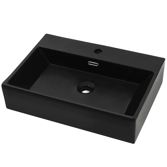 142742 vidaXL Basin with Faucet Hole Ceramic Black 60,5x42,5x14,5 cm 142742 vidaXL Basin with Faucet Hole Ceramic Black 60,5x42,5x14,5 cm