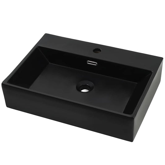 142743 vidaXL Basin with Faucet Hole Ceramic Black 76x42,5x14,5 cm 142743 vidaXL Basin with Faucet Hole Ceramic Black 76x42,5x14,5 cm