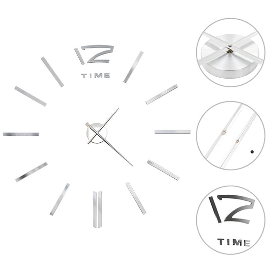 3D Wall Clock Modern Design 100 cm XXL Silver 3D Wall Clock Modern Design 100 cm XXL Silver