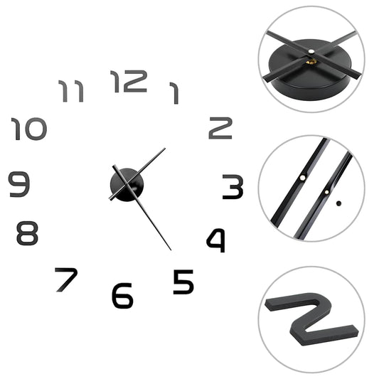 3D Wall Clock Modern Design 100 cm XXL Black 3D Wall Clock Modern Design 100 cm XXL Black