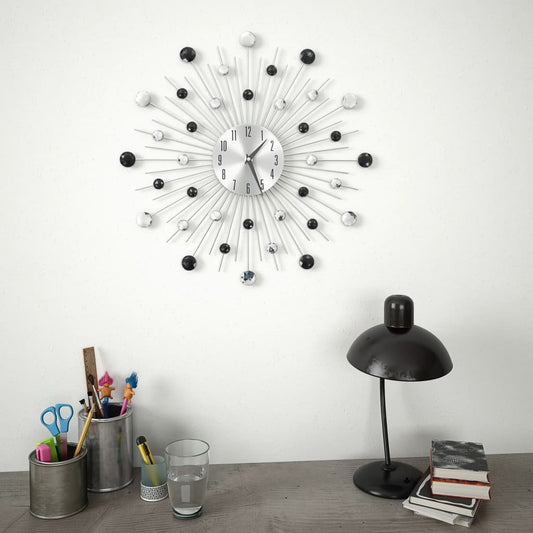 Wall Clock | Silver and black | Aluminium frame with acrylic beads Wall Clock | Silver and black | Aluminium frame with acrylic beads