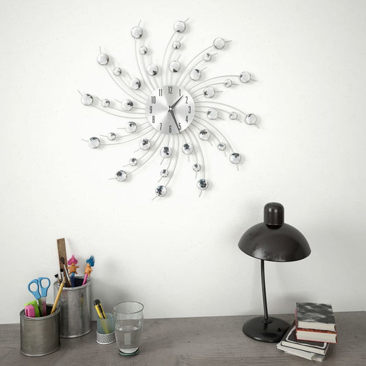 Wall Clock | Silver | Aluminium, Acrylic | Large | Decorative Inlays Wall Clock | Silver | Aluminium, Acrylic | Large | Decorative Inlays