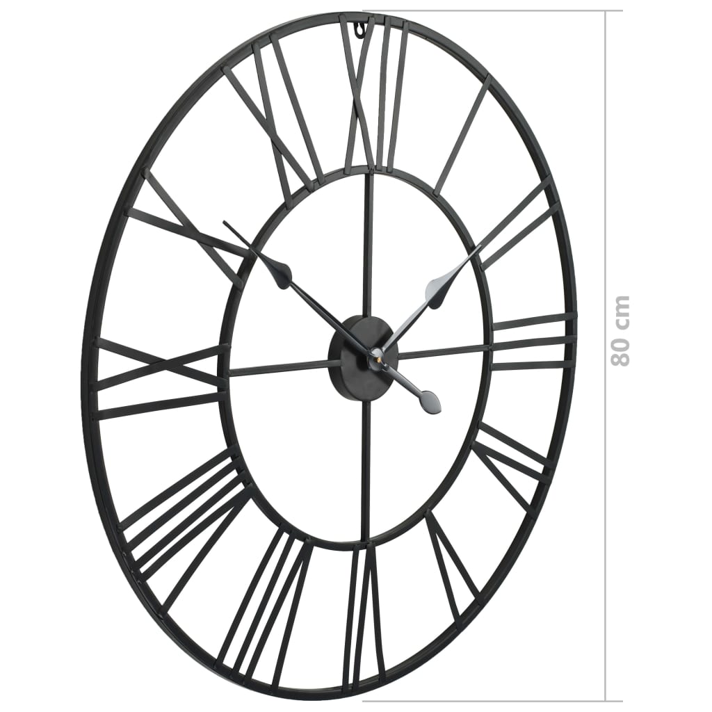 50644 vidaXL Vintage Wall Clock with Quartz Movement Metal 80 cm XXL